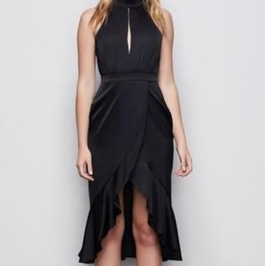Good American Resort Halter Black Satin Formal Dress